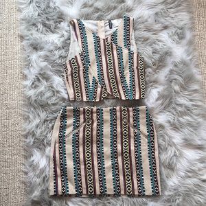 Cutest Twist Crop Top Two Piece Skirt Set